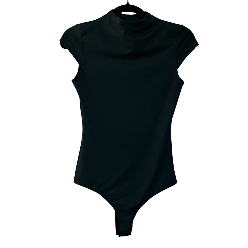 LuLu's mock neck cap sleeve thong bodysuit